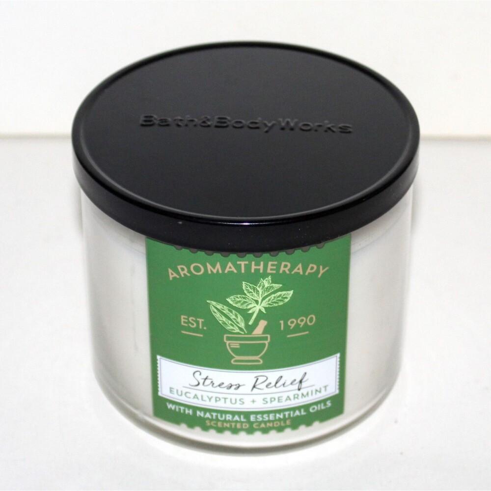 Bath & Body Works Candle Stress Relief Eucalyptus Spearmint aromatherapy 3 wick